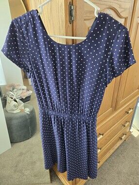 Madewell Silk Navy Ecru Print Short Sundress, Size 4